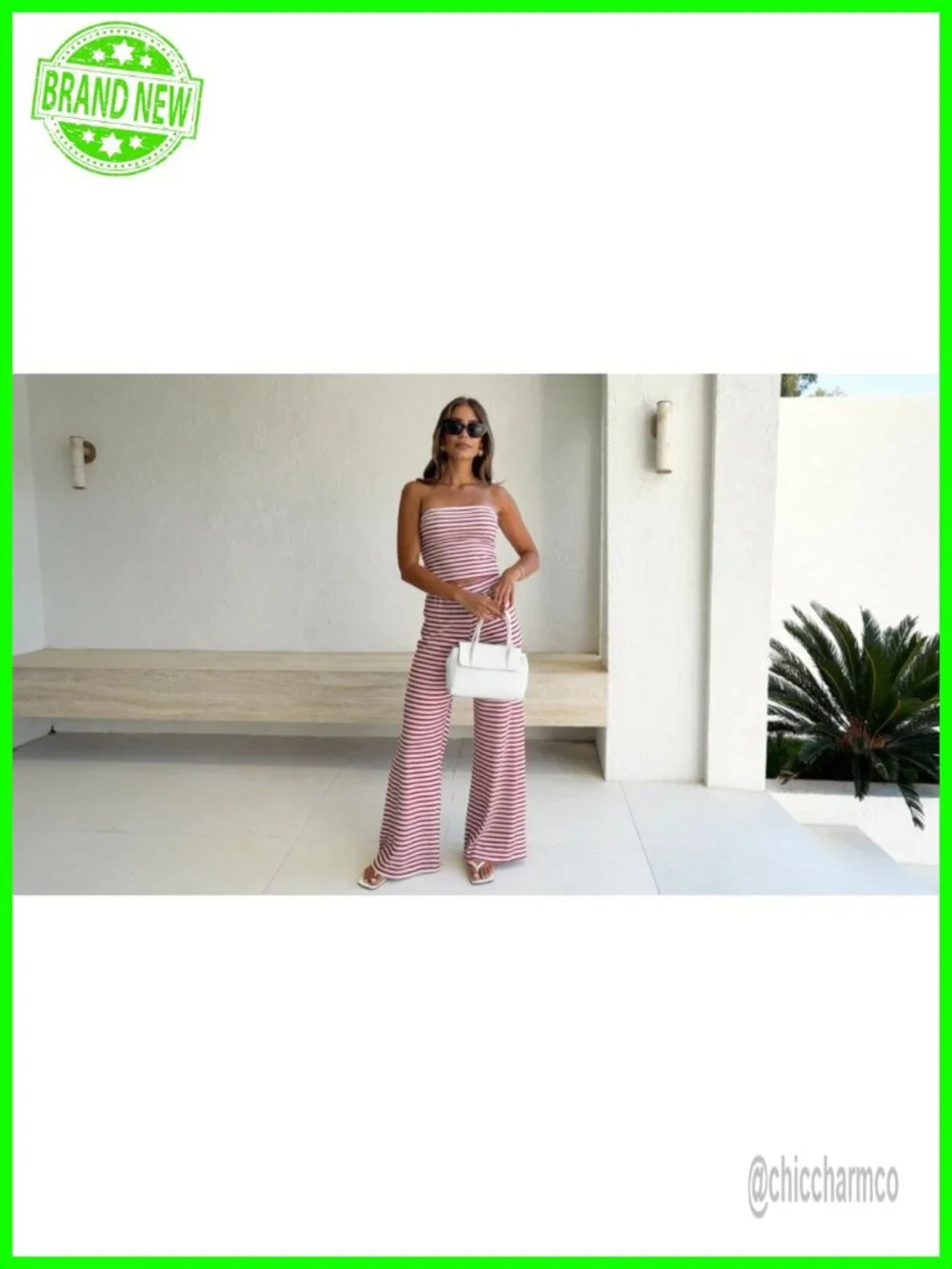 Two Piece Striped Sets Women Matching Loungewear Vacation Outfits Lightweight